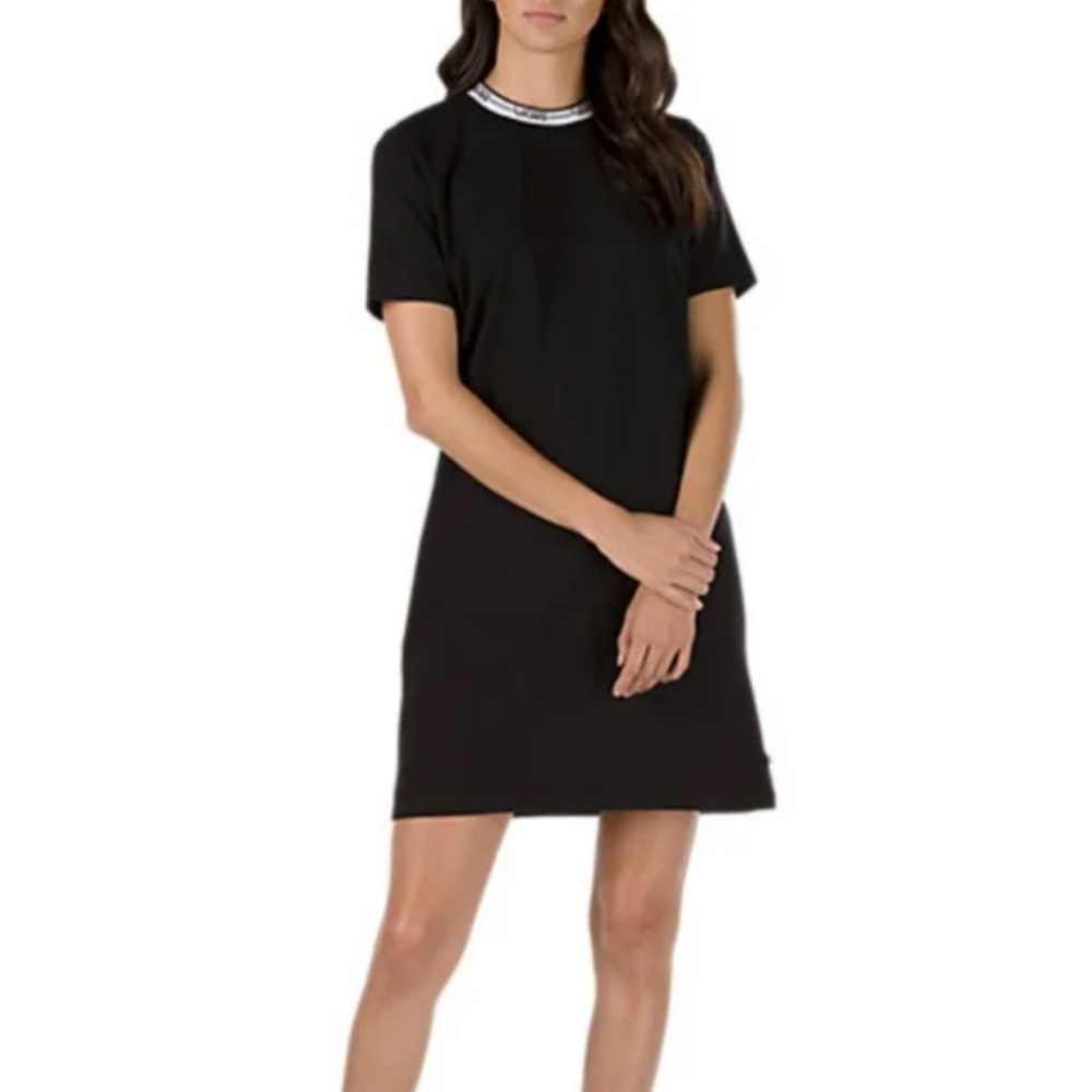 Vans Black Short Sleeve Tee Dress with Contrast Collar